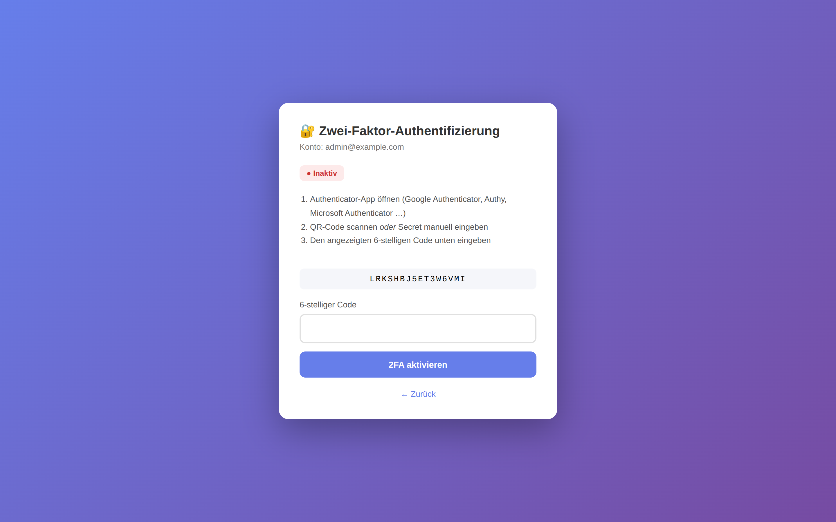 Zwei-Faktor-Authentifizierung
