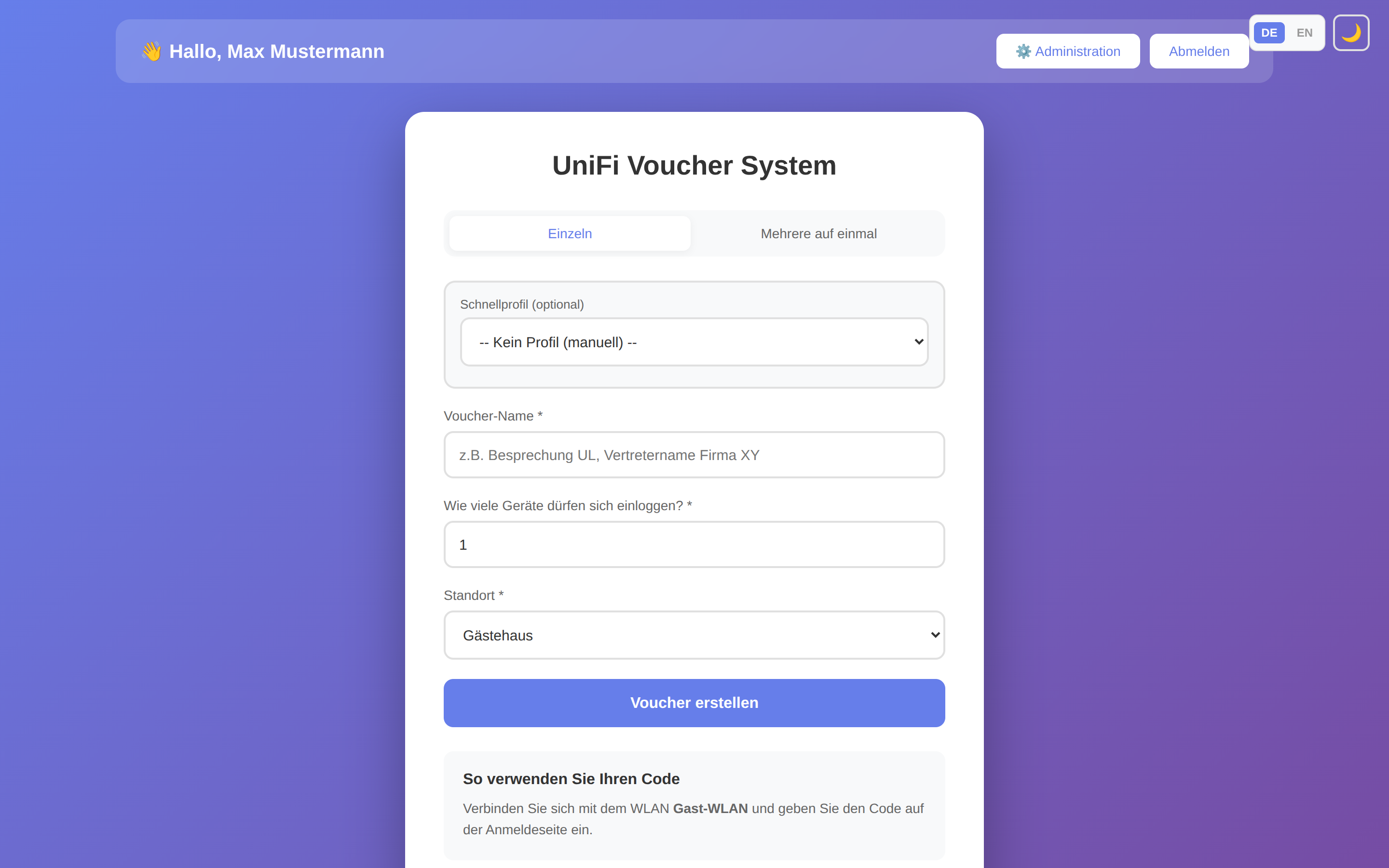 Voucher erstellen
