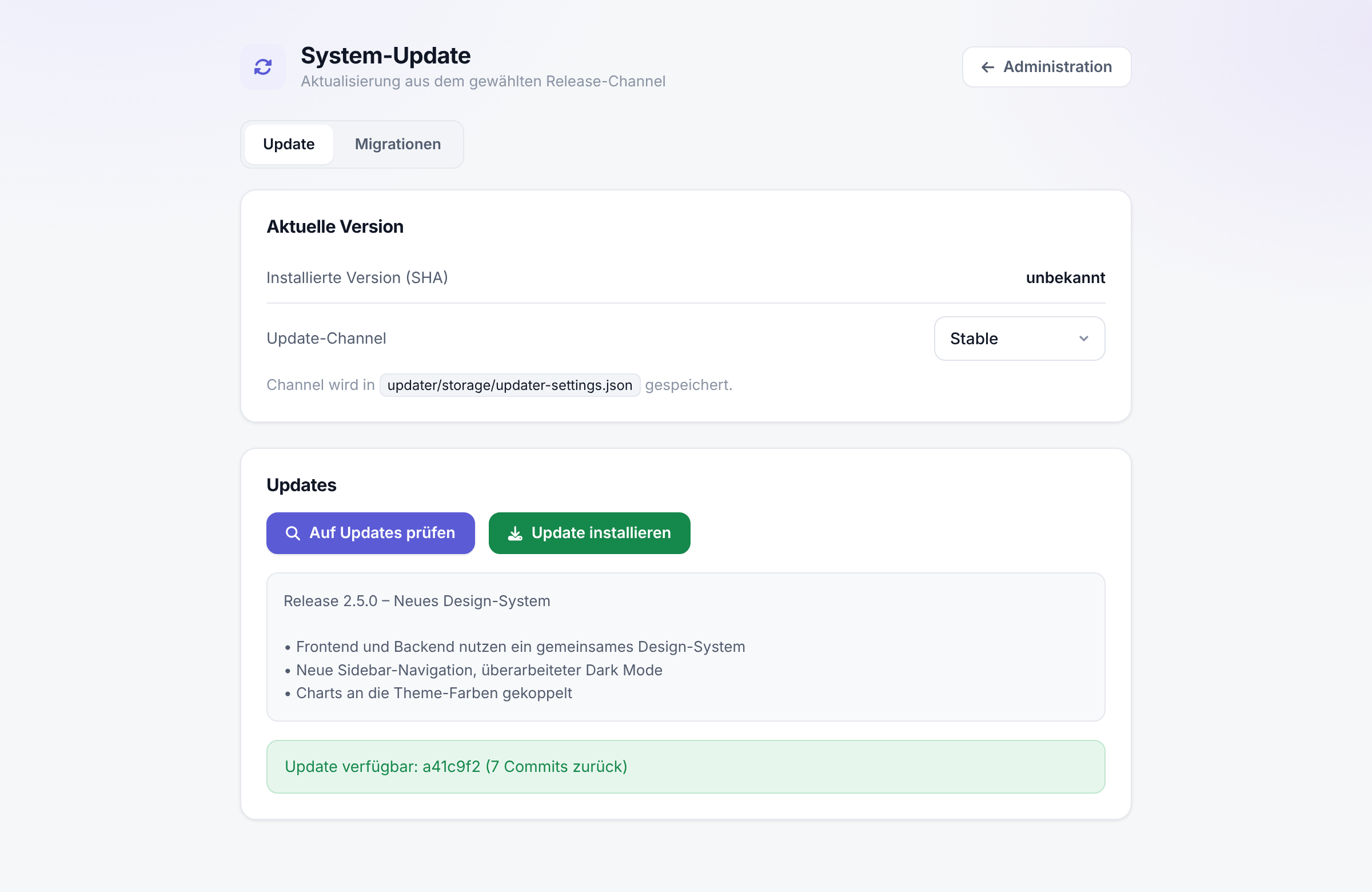 Auto-Updater mit verfügbarem Update