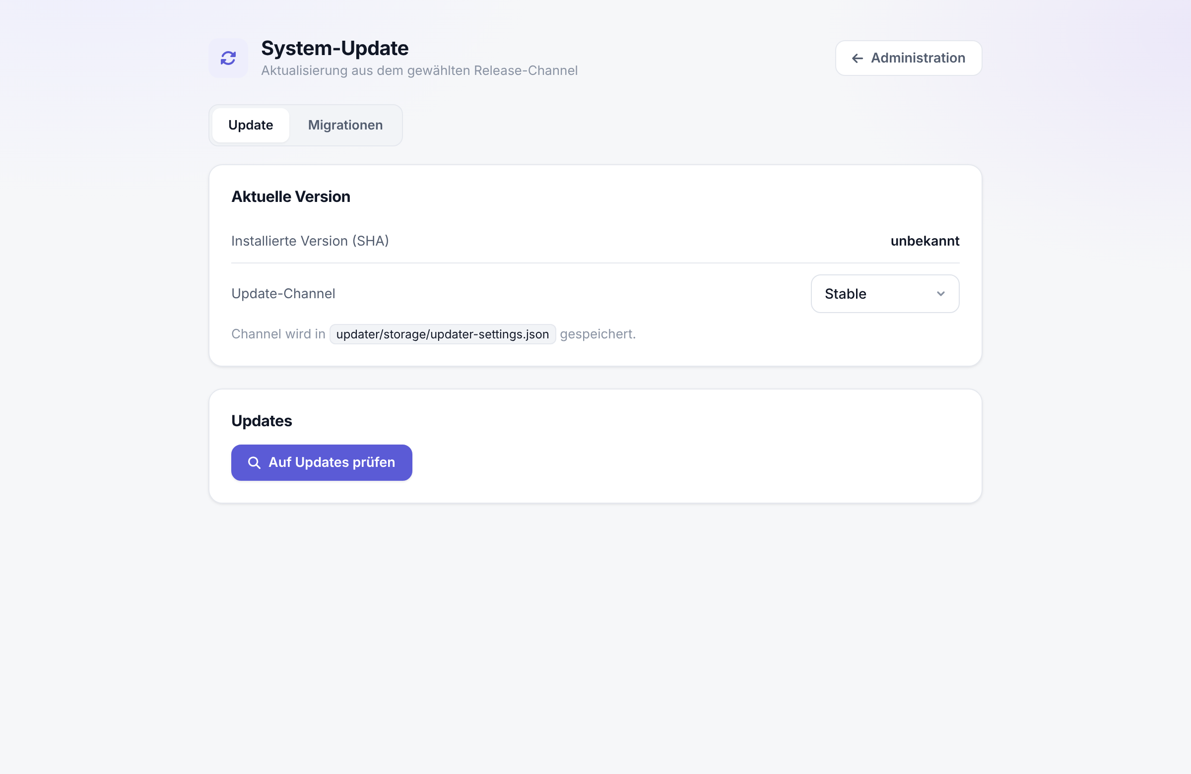 Updater – Ausgangszustand