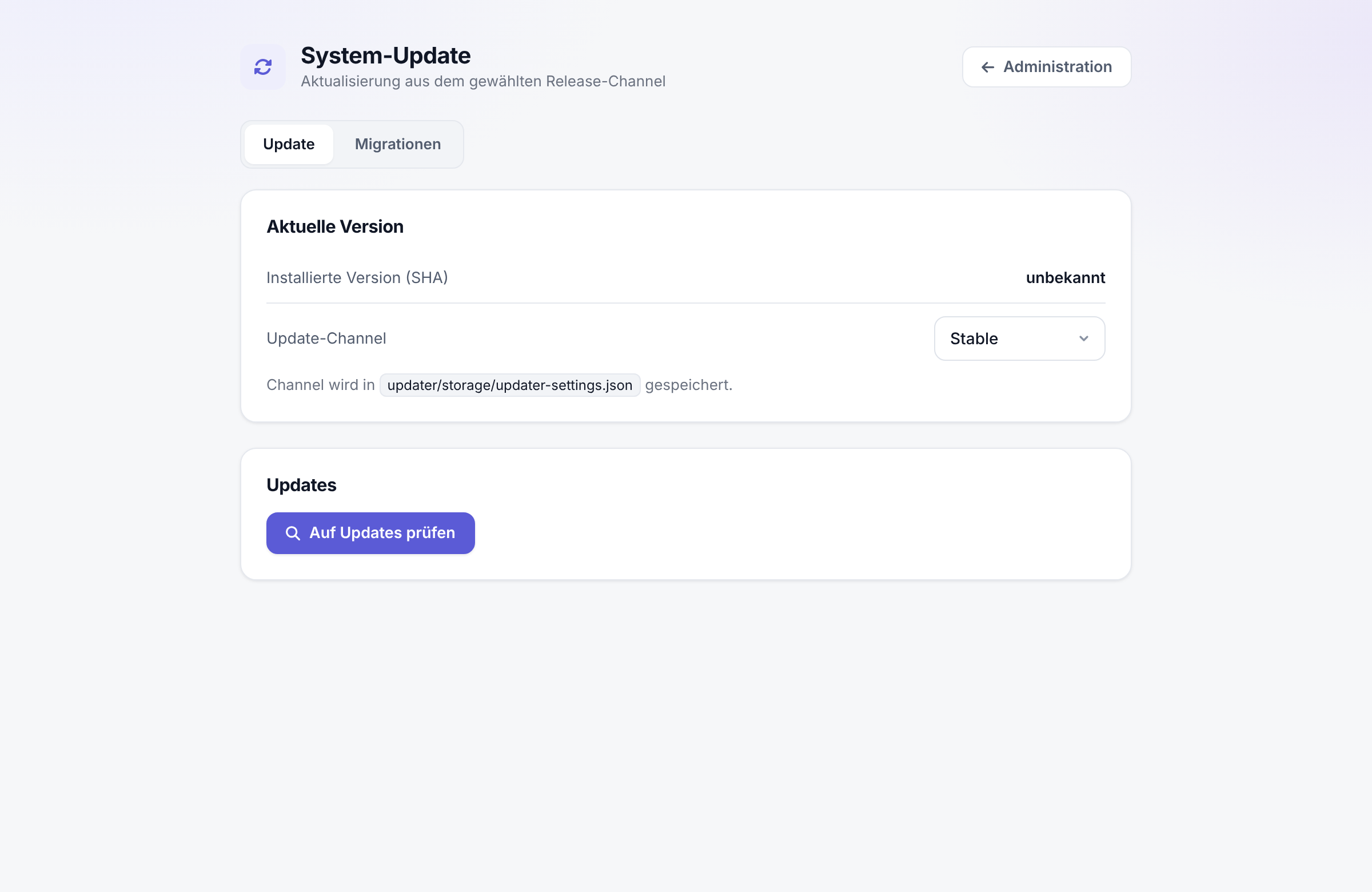 Updater – Ausgangszustand