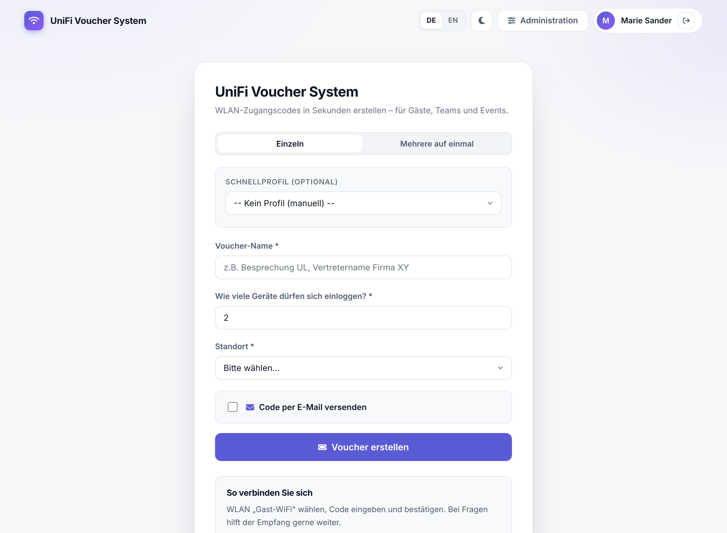 Voucher erstellen