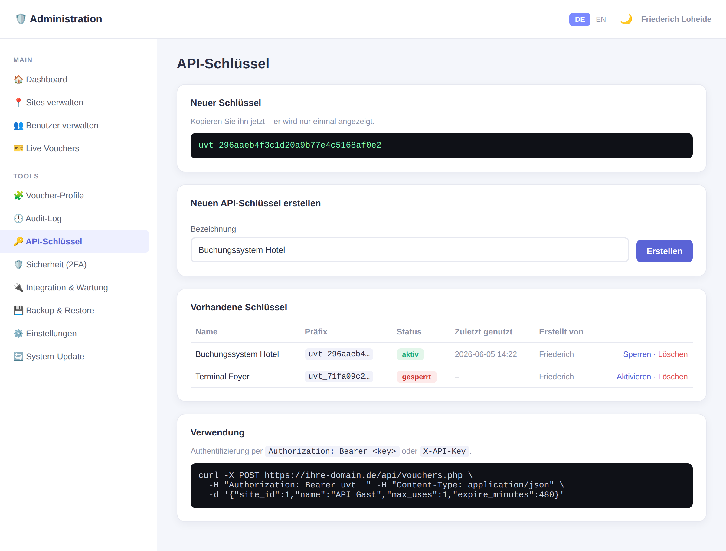 API-Schlüssel-Verwaltung