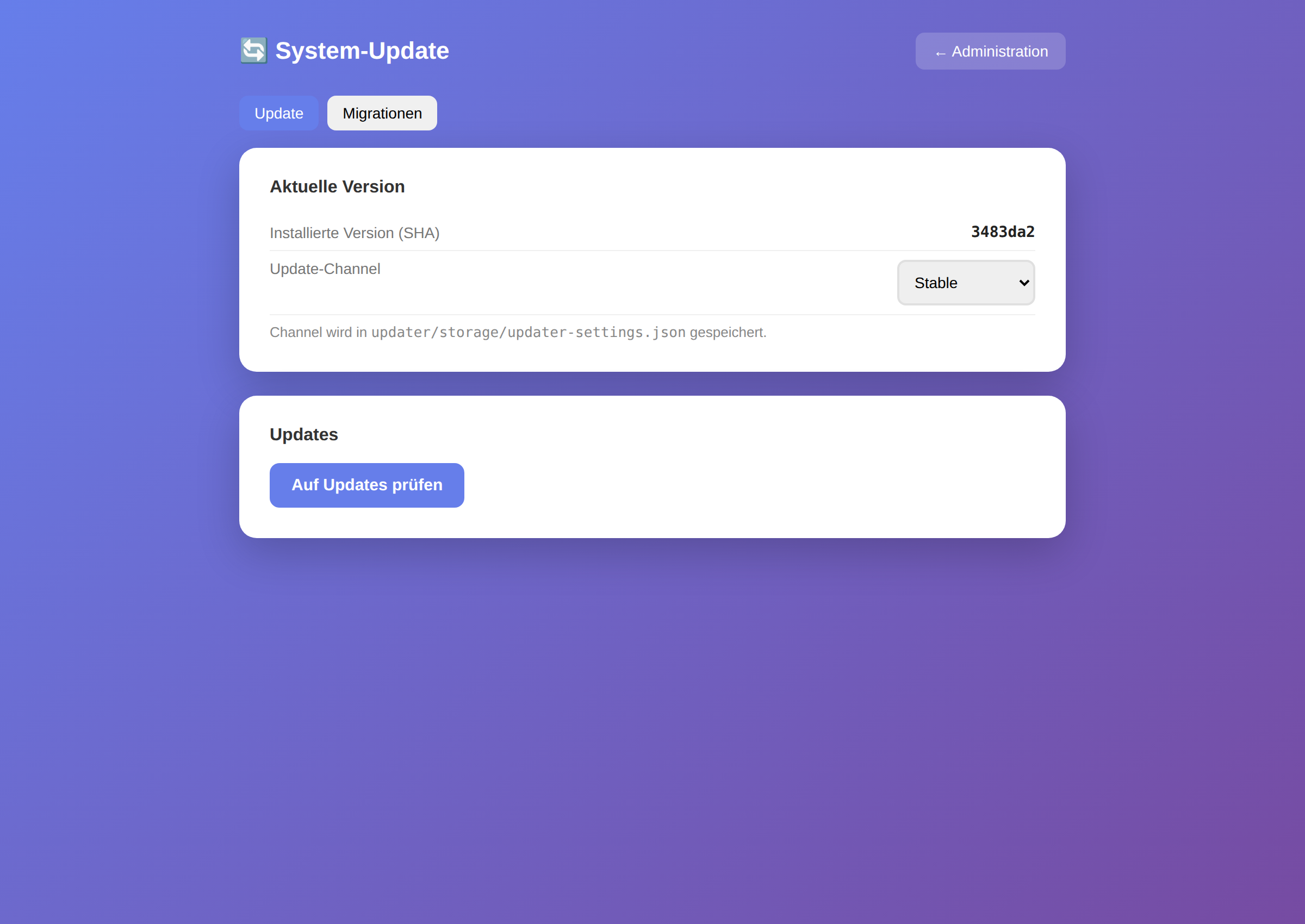 Updater – Ausgangszustand