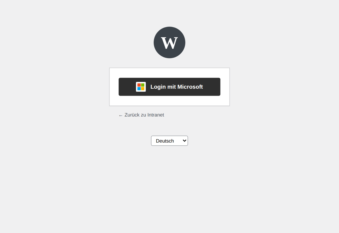 Login-Seite im Nur-Button-Modus