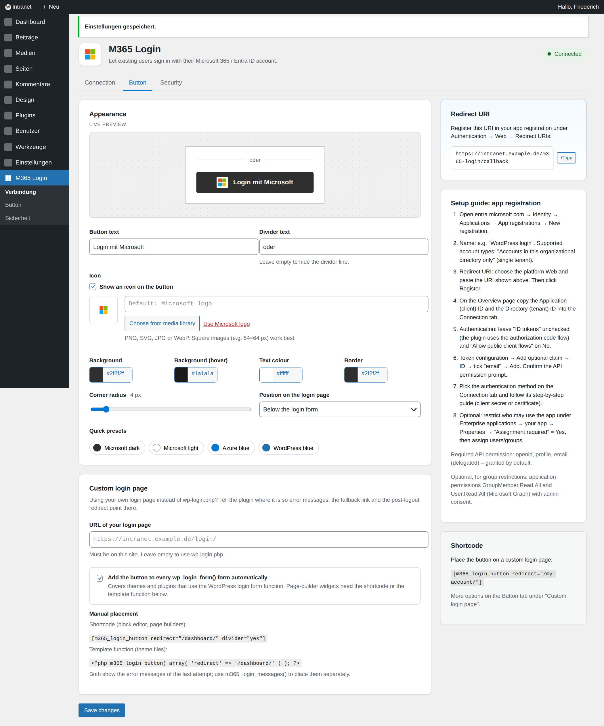 Tab Button mit Live-Vorschau